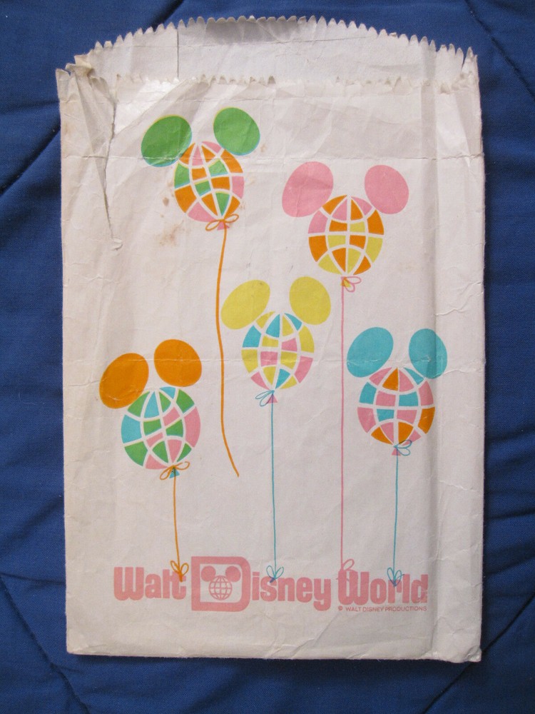 1970's vtg Disney World souvenir paper gift bag sack Mickey old original Disney