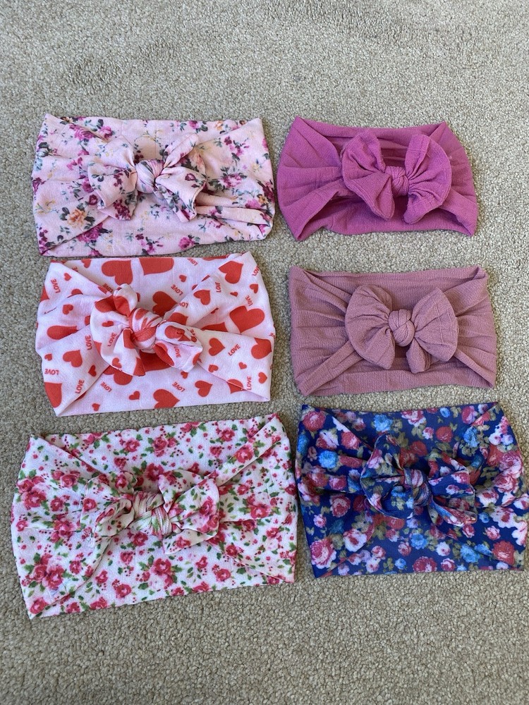 Baby Girl 6-Pack Turban Bow Headbands Size 6-12 Months