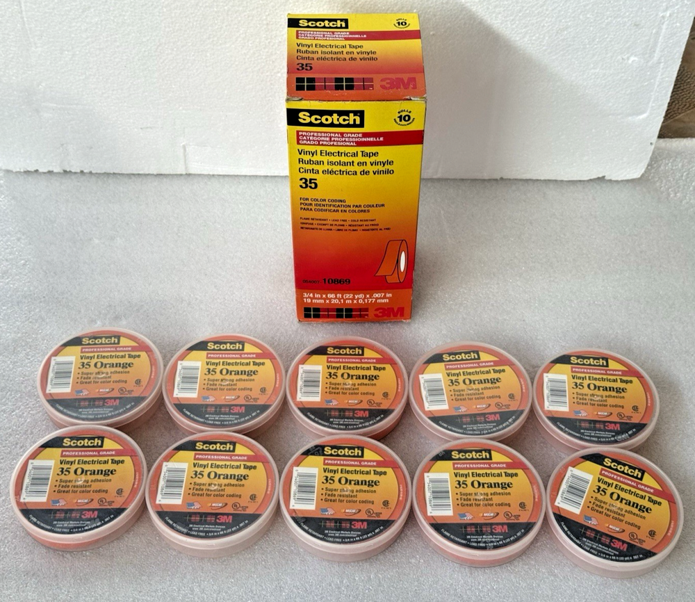 Pack Of 10 New Box Pack Rolls 3M 35 Red 3/4