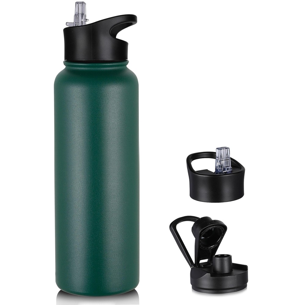 40 oz Insulated Water Bottle with Straw, Stainless Steel Sports Water Bottles...