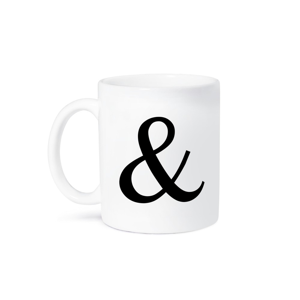 Black and White Ampersand Typography Mug by 3dRose
