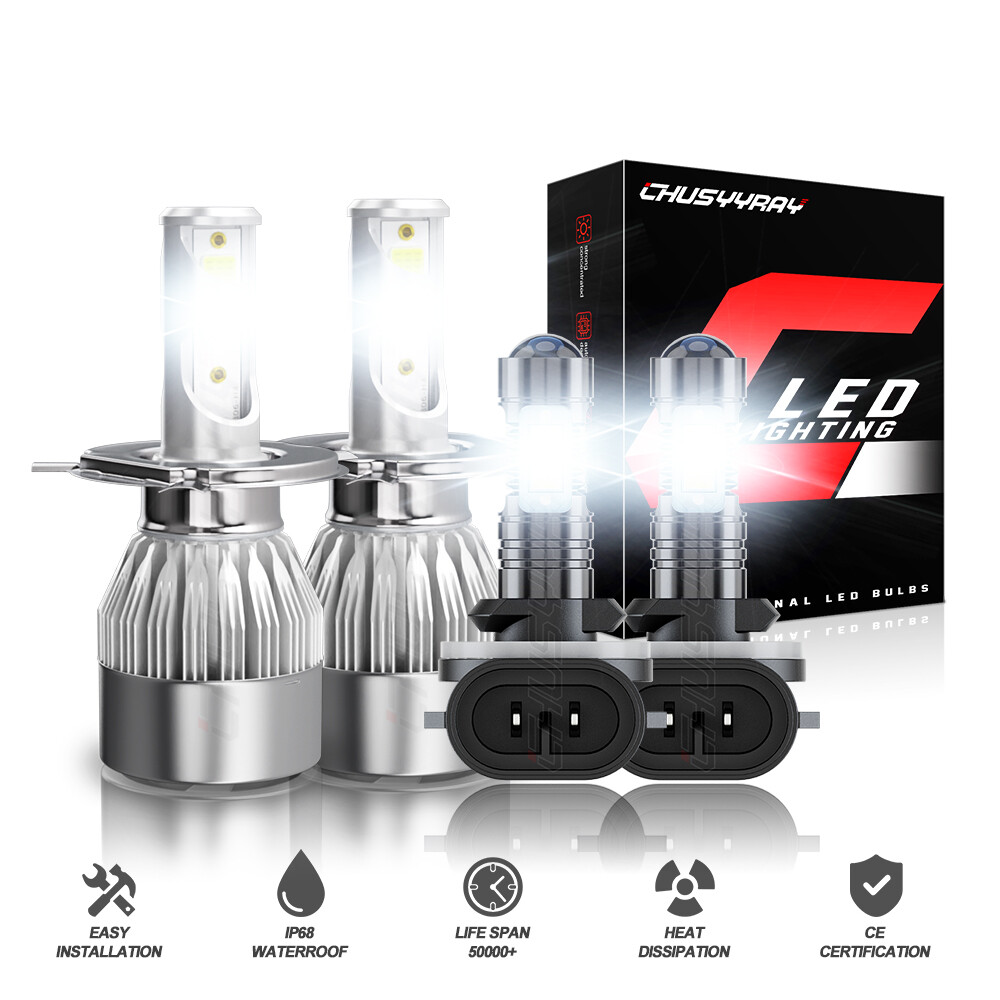 For Hyundai Accent 2000-2017 4x LED Headlight Hi/Lo+Fog Light Combo A++