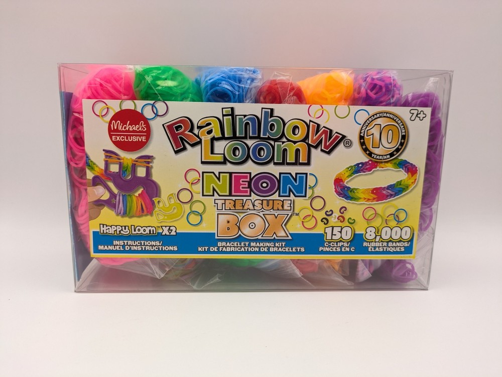 Rainbow Loom Neon Treasure Box with 8000 Bands DIY Jewelry Kit Michaels READ