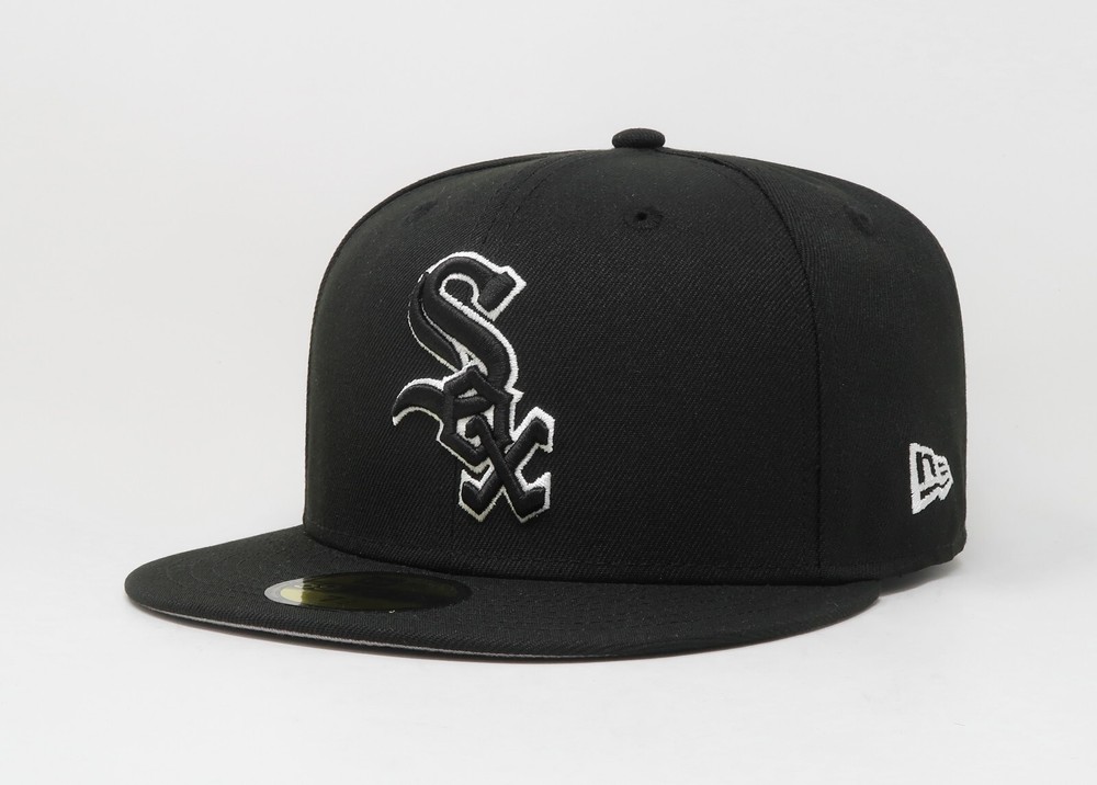 New Era 59Fifty Men Women Cap MLB Chicago White Sox Black Outline Fitted Hat
