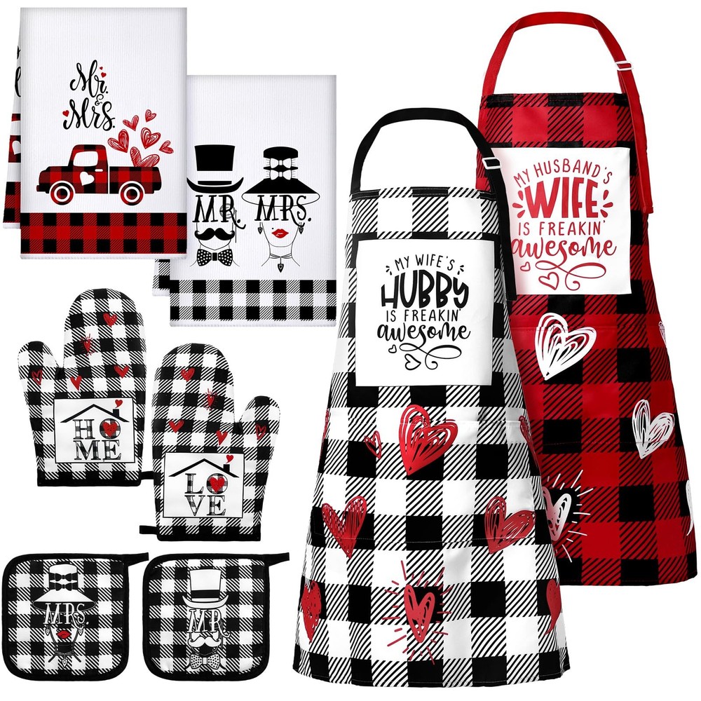 Xtimee Valentines Mr and Mrs Aprons for Couples Bridal Shower Gifts Towel Ove...