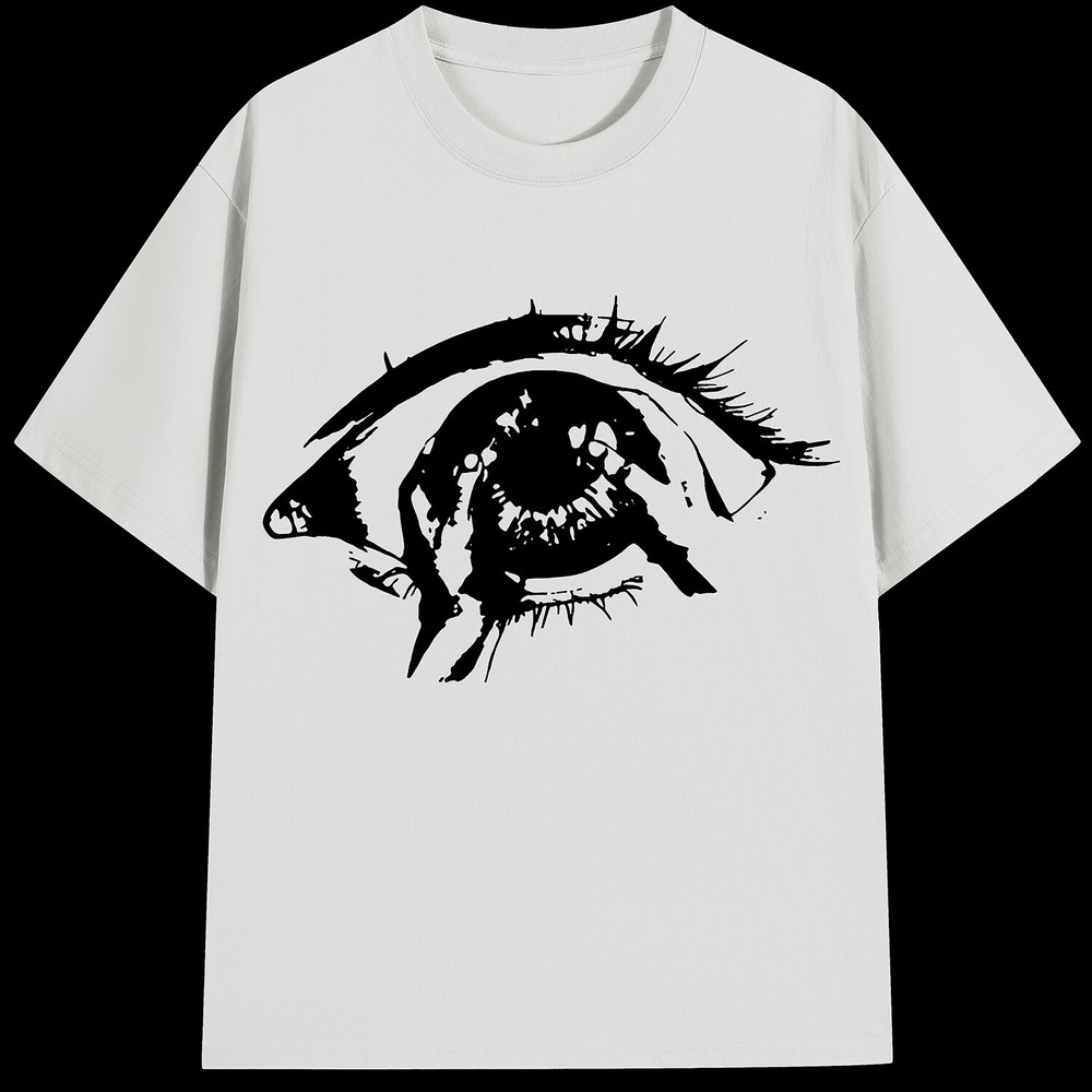 Mens Y2K Round Neck Casual Tops Loose Eyes Printed Blouses T-shirts Tees US