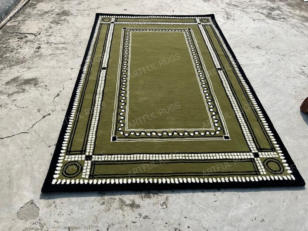Hand-Tufted Green Area Rug Handmade Rug For Gifts 4x6 5x7 8x10 9x12 10x14 ft Rug
