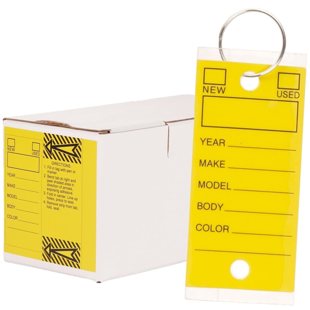 Durable Self Laminating Key Tags - Yellow | Writable Waterproof Labels for Ea...