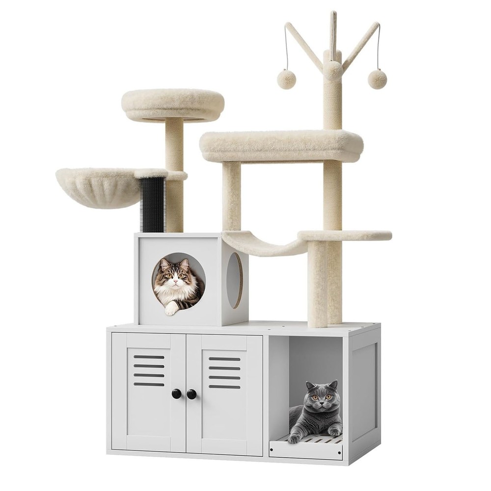 2-in-1 Cat Tree Scratching Post Scratcher Tower Condo House Furniture Bed Stand