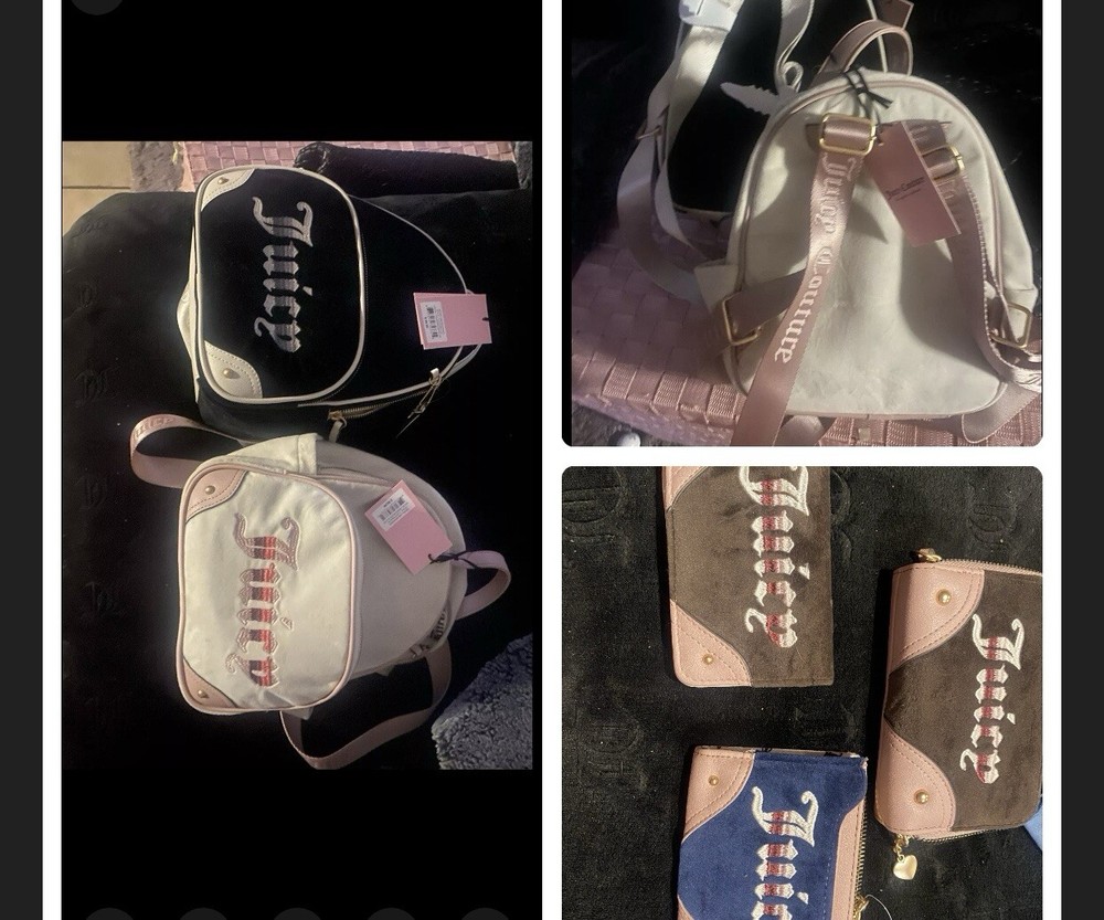 NWT Juicy Couture Retro Vibe Backpack Angel Dusty Blush Velour *2 Bag SUPER SALE