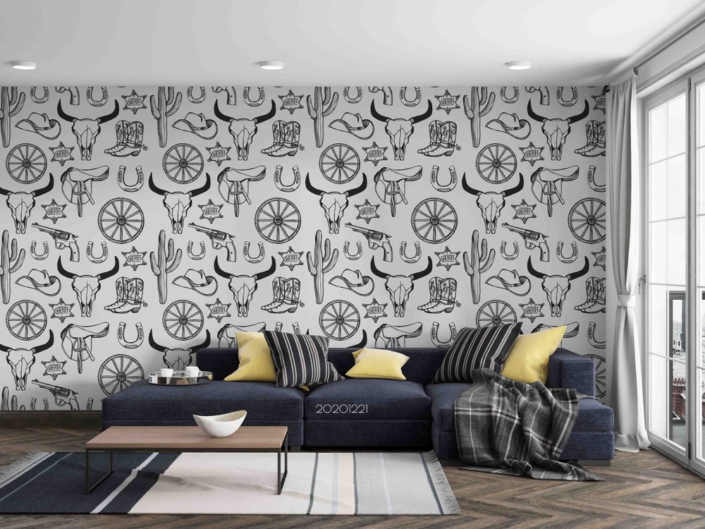 3D Western Cowboy Theme Pattern Wall Murals Wallpaper Murals Wall Sticker