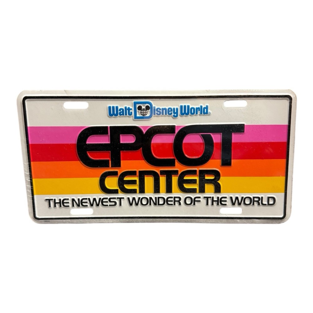 Vintage 1982 Epcot Center License Plate Newest Wonder of the World Sealed