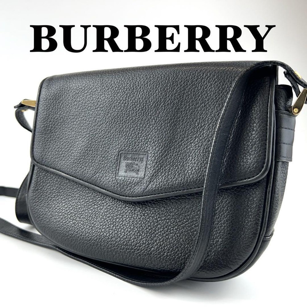 Burberry Shoulder Bag Nova Check Leather Black Authentic F1205327