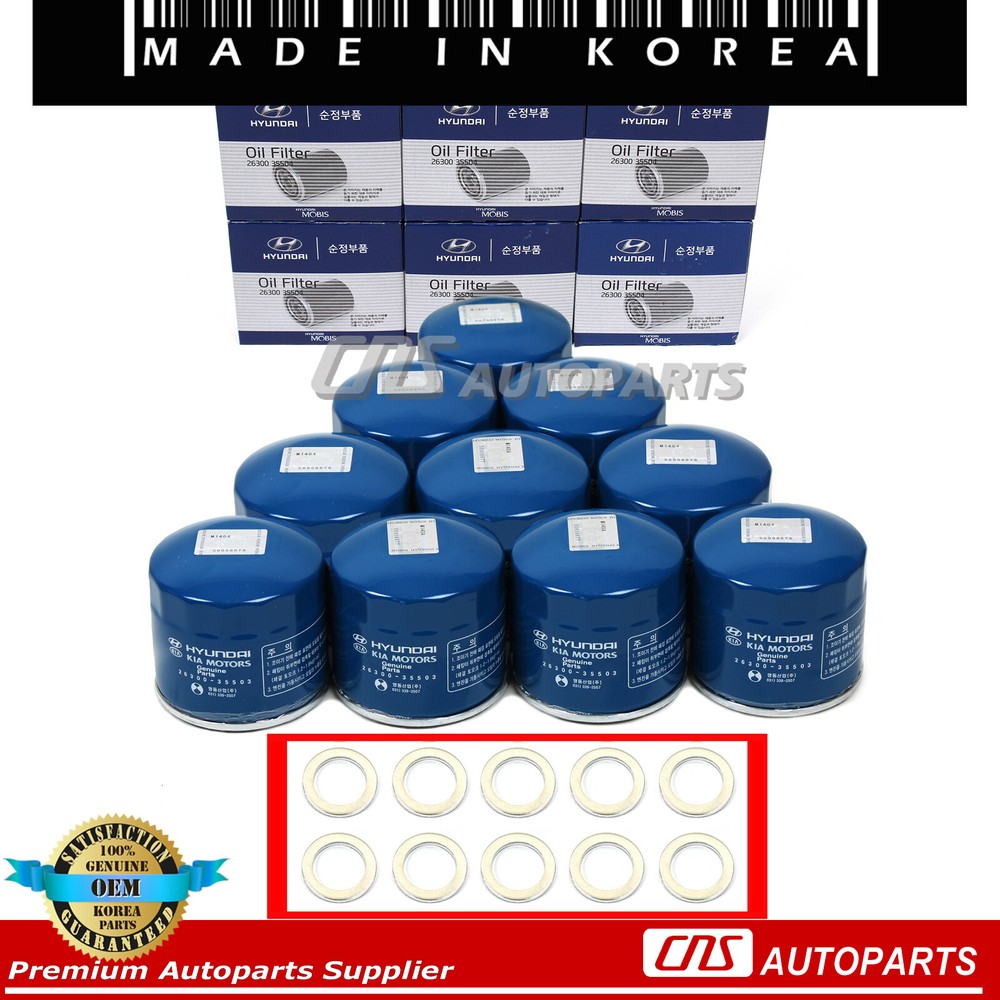 12 PACK GENUINE OIL FILTERS W/RINGS for GENESIS HYUNDAI KIA 26300-35505