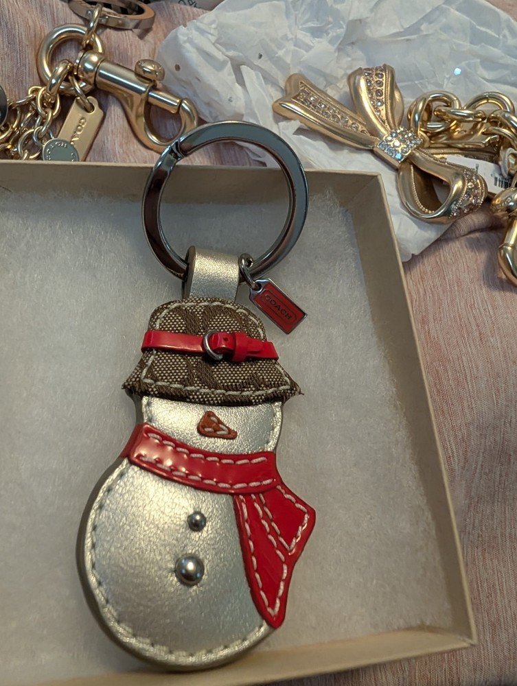 Coach Leather Keychain Set - 3 Charms: Penguin, Snowman, Summer Cluster