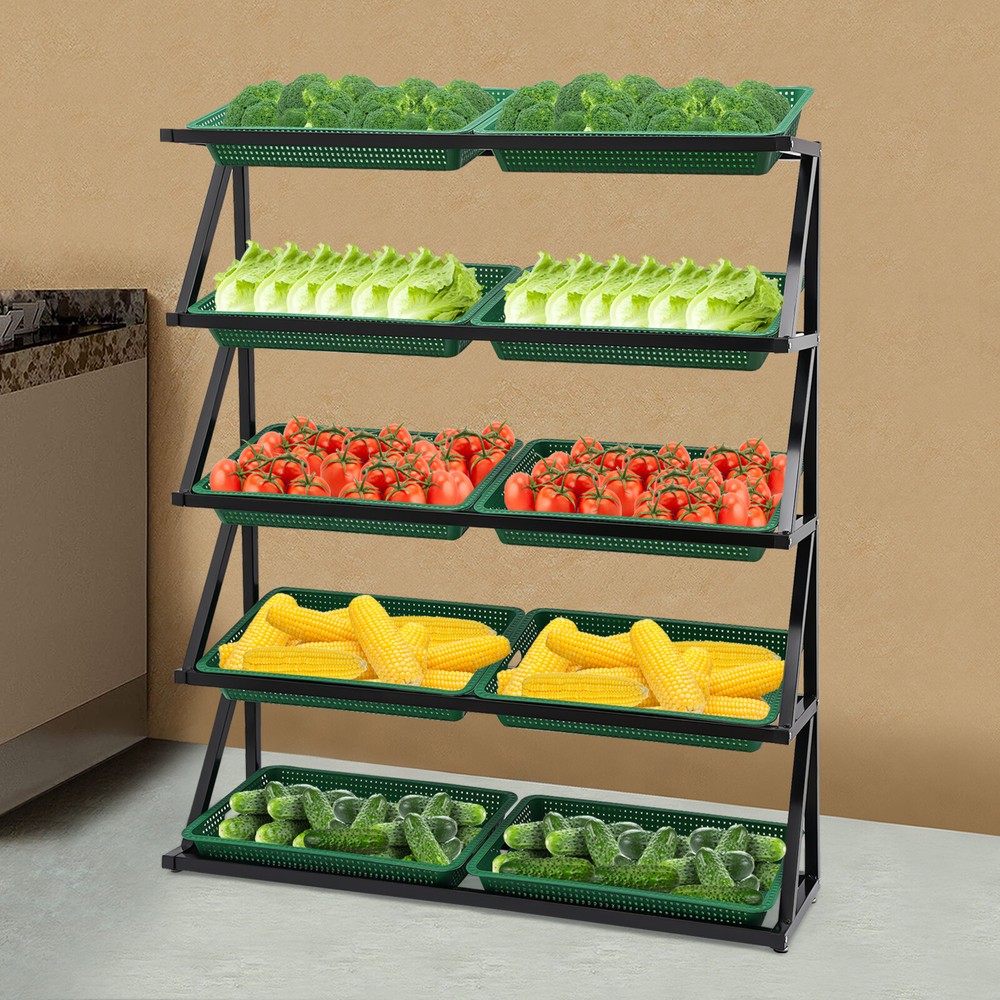 10-Tier Market Display Shelf for Fruits Vegetables & Snacks  