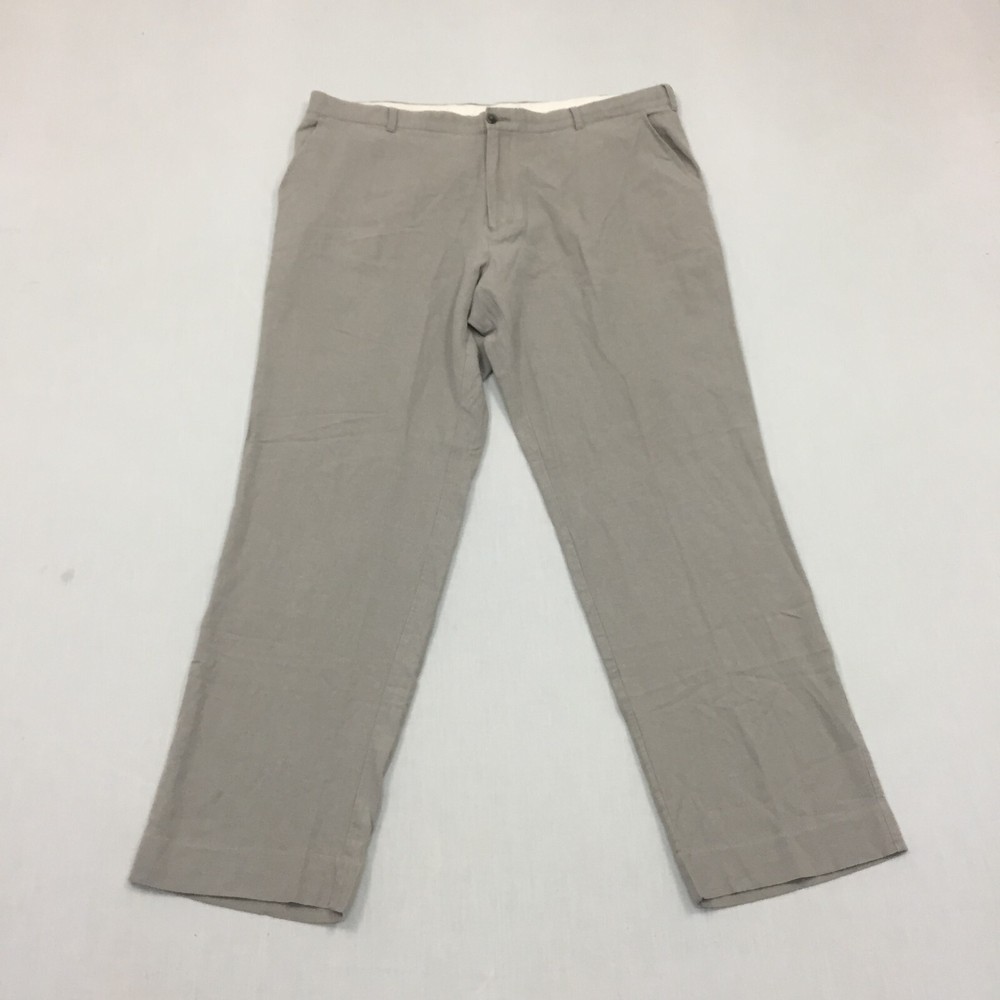 M&S Mens Grey Linen Mix Chino Trousers W40 L33 Straight Fit