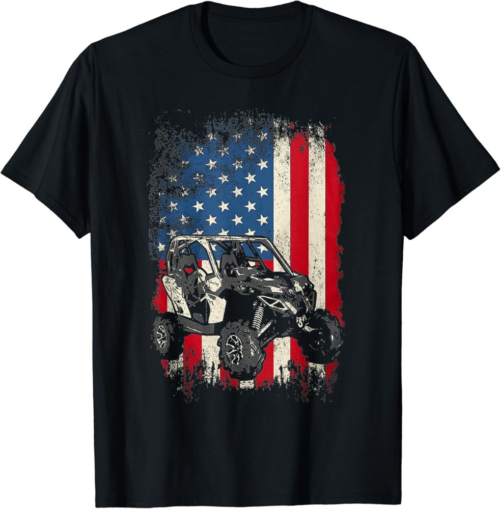 American Flag ATV USA 4 Wheel UTV Muddin' Trail Riding Gift Unisex T-Shirt