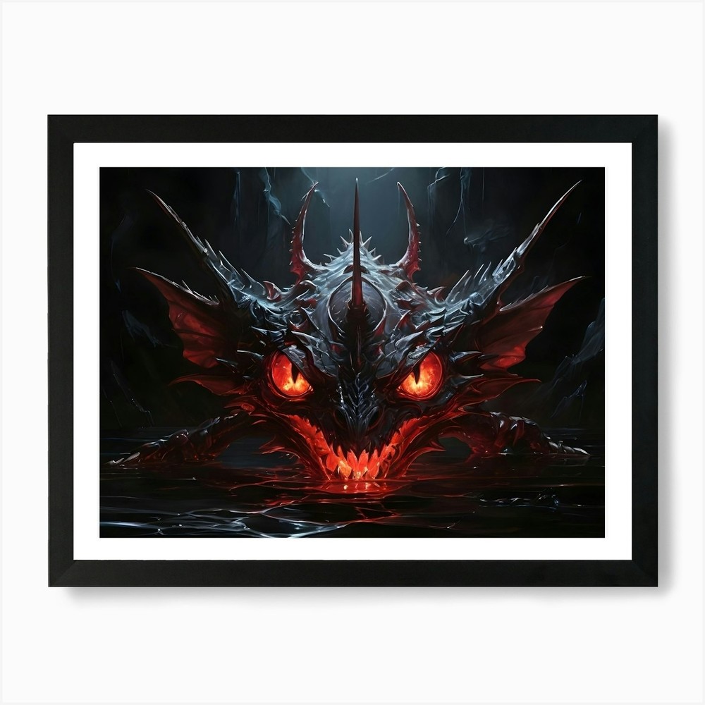 Red Dragon Framed Canvas Wall Art Poster Picture Print
