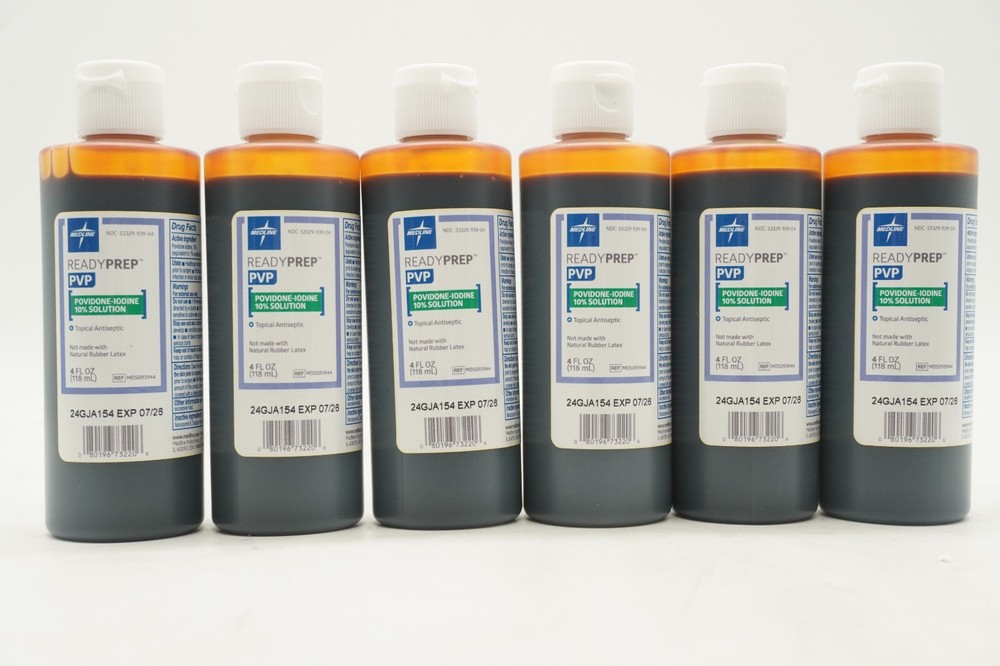 6-Pack Medline Ready Prep PVP Solution Povidone-Iodine 4 Oz MDS093944