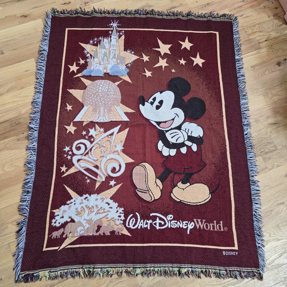 Mickey Mouse Woven Throw Blanket Disney World Epcot Afghan Tapestry