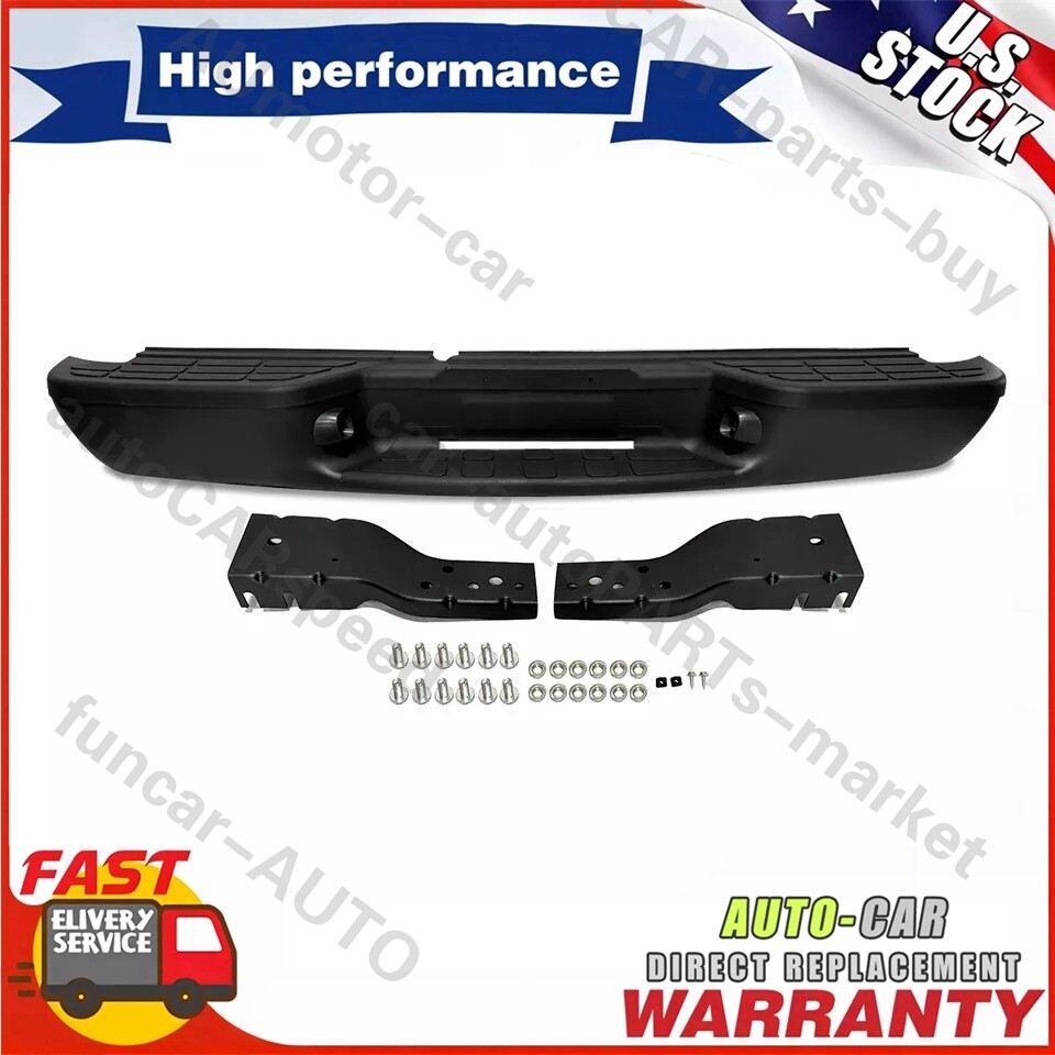 Black Step Bumper For 1998-2004 Chevy S10/GMC Sonoma Assembly W/O sensor holes
