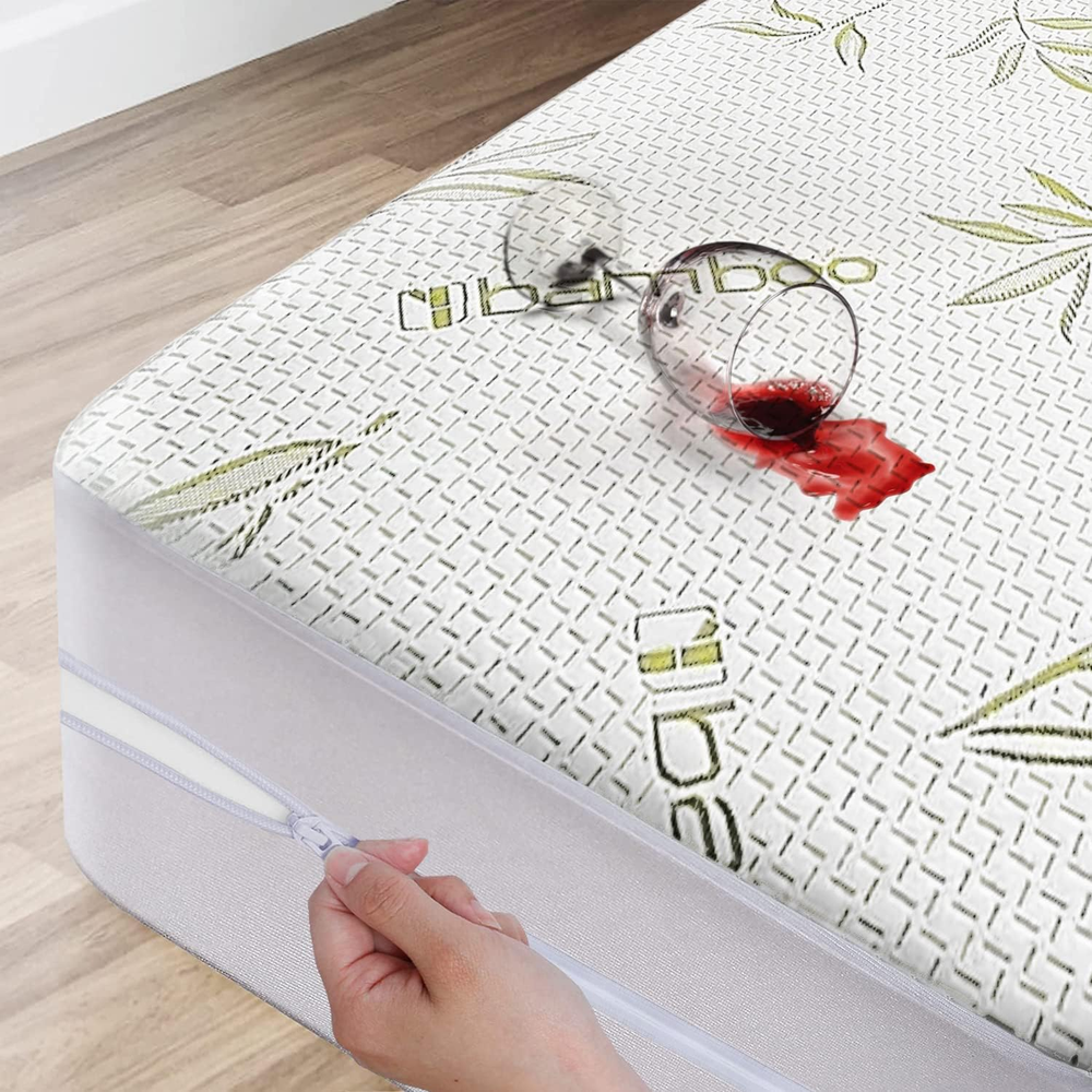 Protector de Colchón de Bambú con Cremallera - 100% Impermeable Queen Size Cooling Mattr