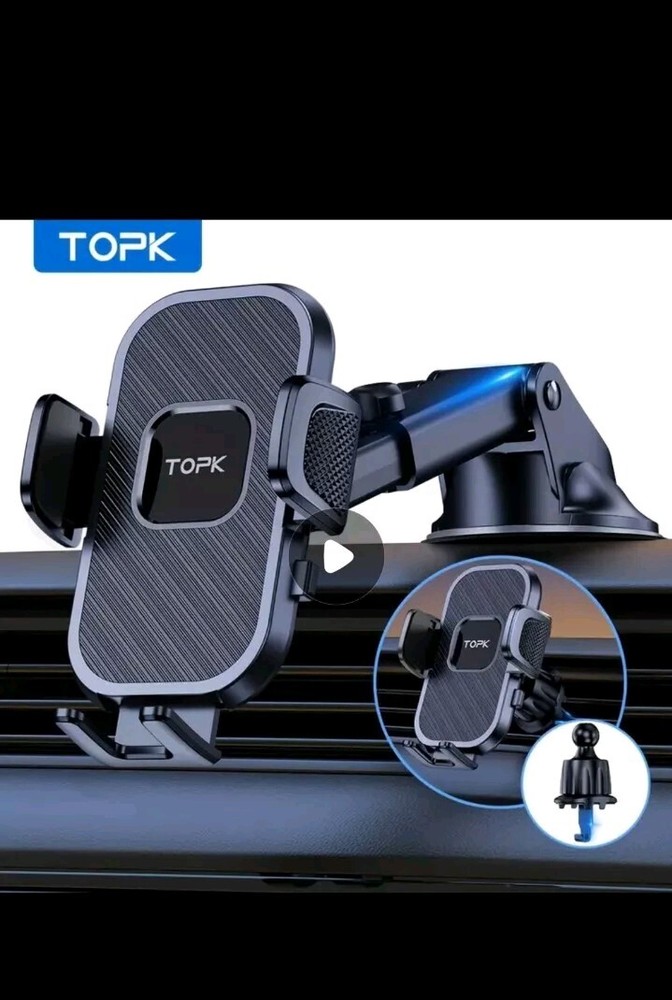 TOPK Car Phone Mount 3 in 1 Phone Holder for Car Dashboard/Windscreen/Air Vent