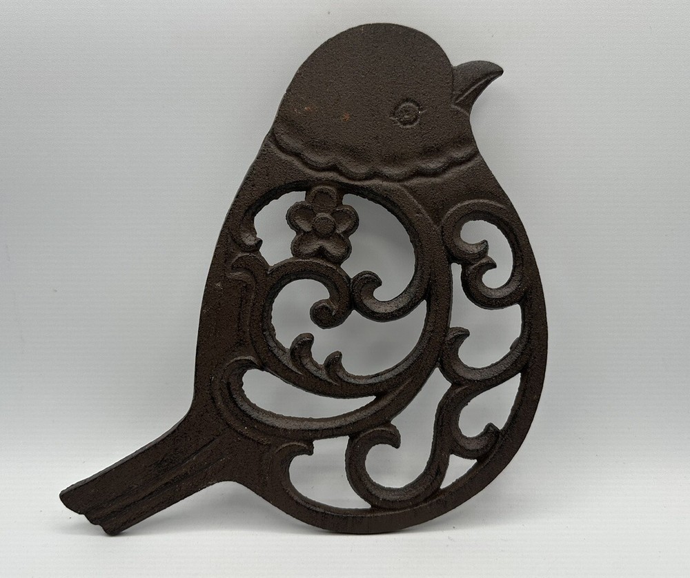 Cast Iron Filigree Bird Kitchen Trivet Hot Plate Vintage