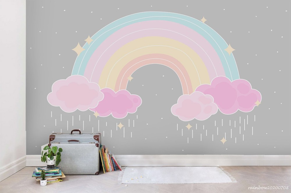 3D Rainbow Clouds Illustration Wall Murals Wallpaper Murals Wall Sticker