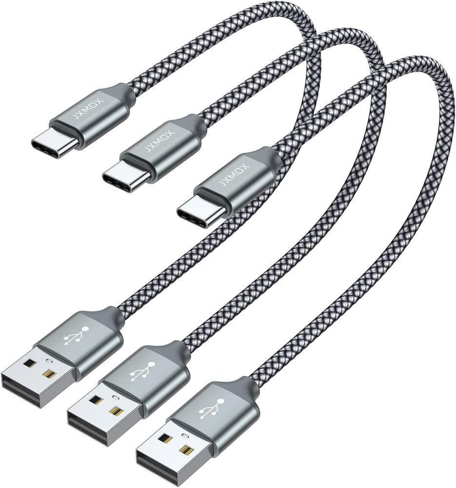 JXMOX 1Ft USB A to C Fast Charging Cable 3-Pack 3.1A  