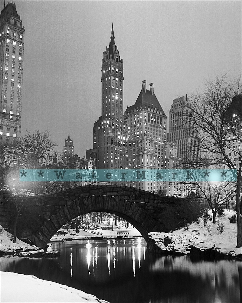 New York Central Park 1960 BW Photo Vintage Poster Print Retro Style Decor Art