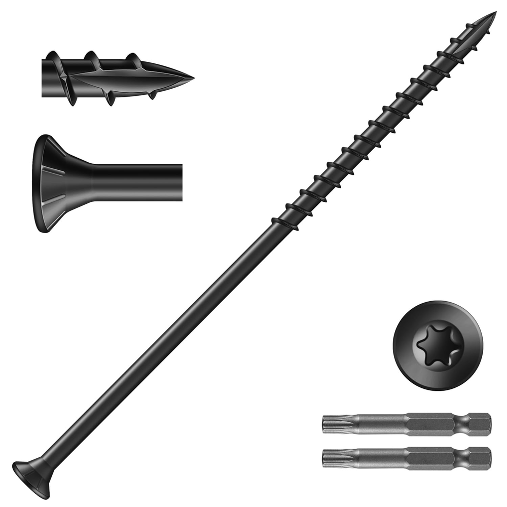 10x5 Inch Exterior Deck Screws (246Pcs) - 6Lb Carbon Steel Black Wood Screws