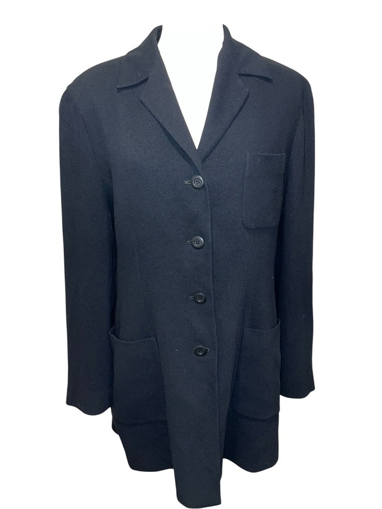 Emanuel Ungaro Black Womens Blazer Jacket Size 14/46 Button Front