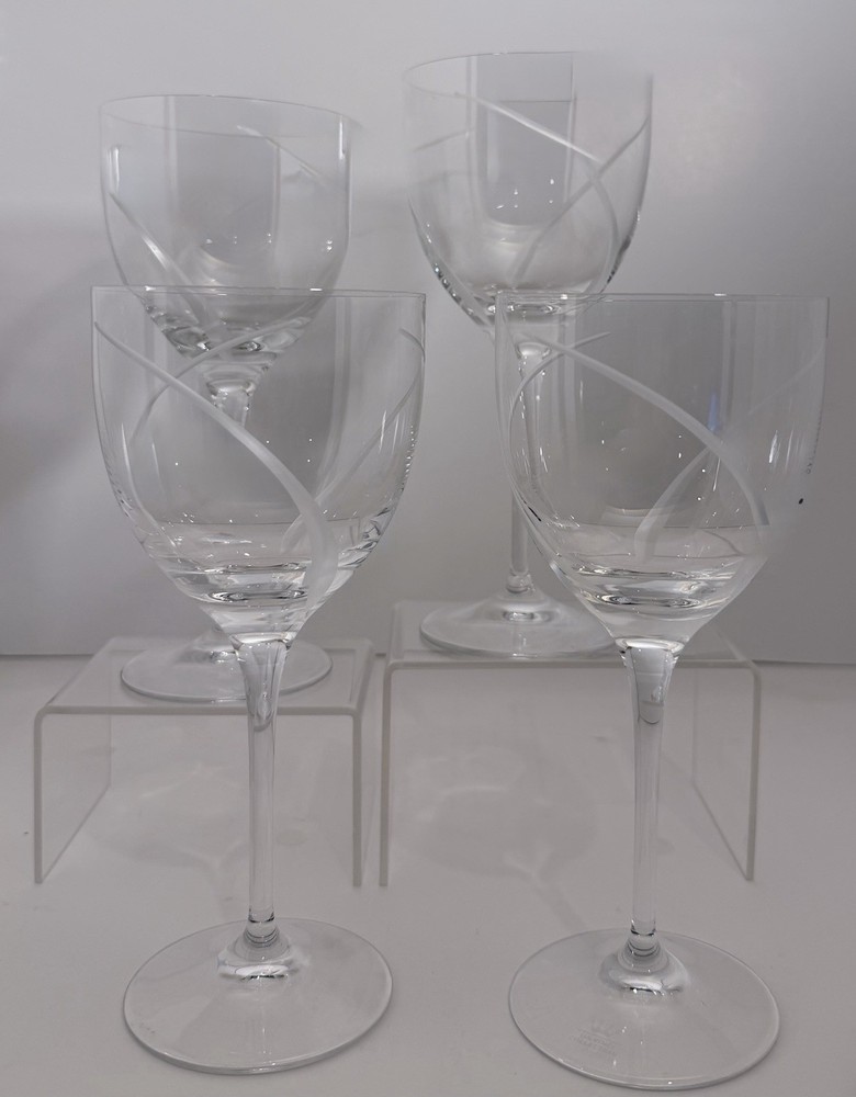 Set of 4 Waterford Crystal Da Vinci Wine Glasses Etched Swirl Design