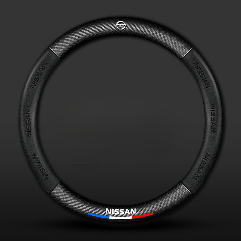 For Nissan Carbon Steering Wheel Cover Leather Car Accessories 15