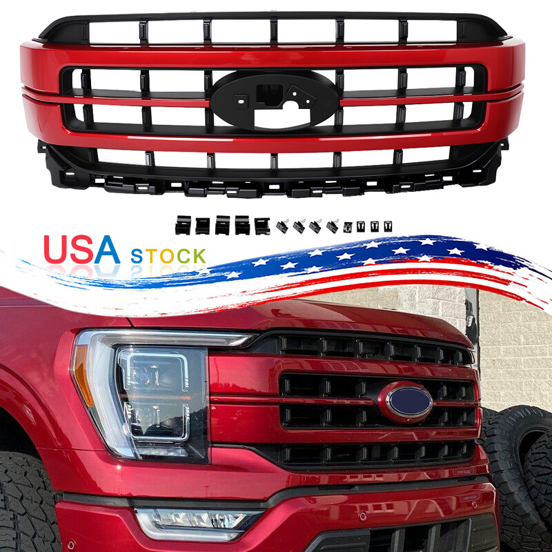 Rapid Red Front Bumper Upper Grille US Fit 2021 2022 2023 Ford F-150 F150 Lariat