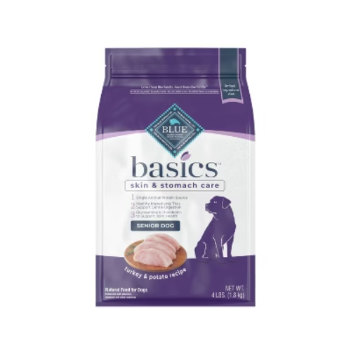 Blue Buffalo Basics Skin & Stomach Care Senior Dry Dog Food 4lb Bag  