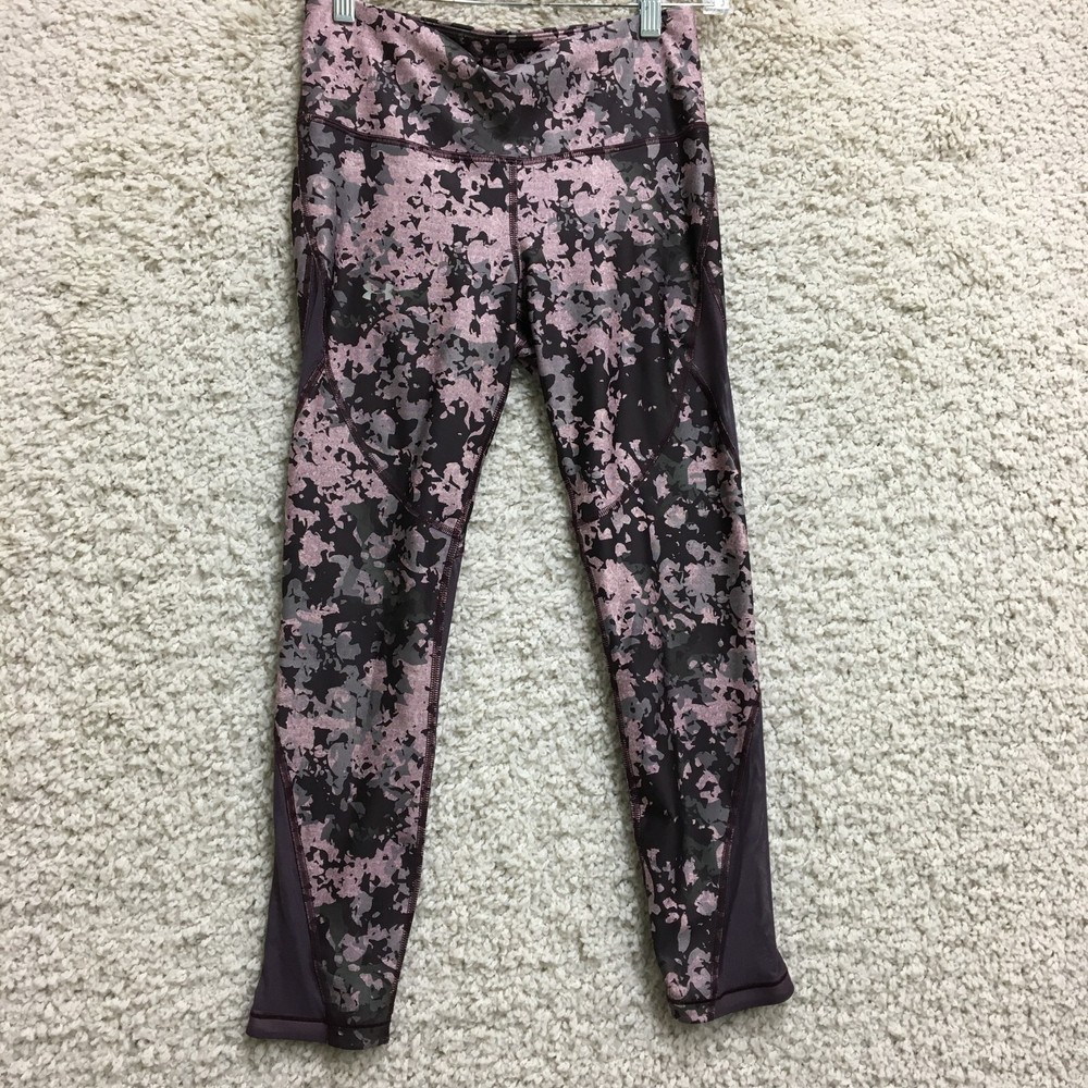 Under Armour Womens Medium Purple Heatgear Compression Camo Leggings Stretch