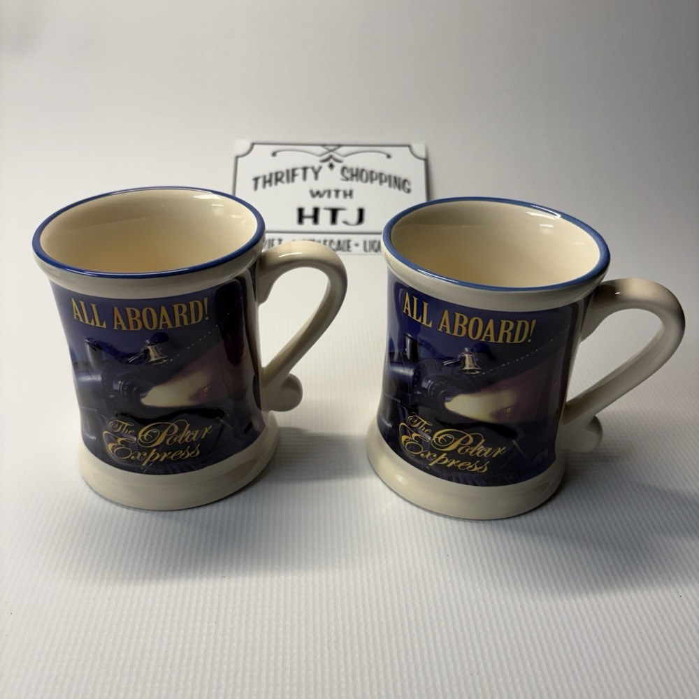 Polar Express All Aboard 3D Train Believe Mugs Set of 2