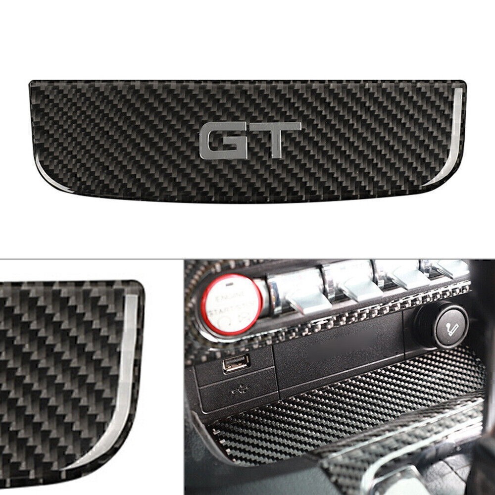Black Carbon Fiber Car Interior Storage Box Trim Cover Ford Mustang 2015-2019 18