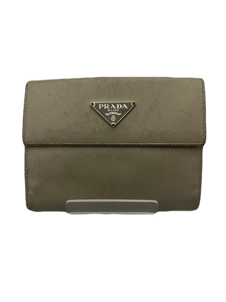 Prada Leather Fold Wallet in Beige Pre-Owned Style E1127-7
