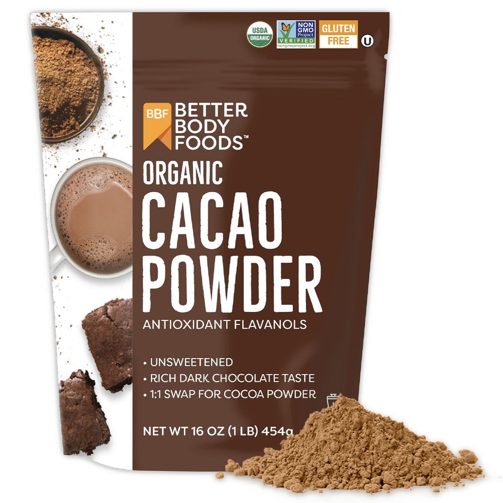 Organic Cacao Powder Rich Chocolate Flavor Non-GMO Gluten-Free Cocoa 16 ounce...