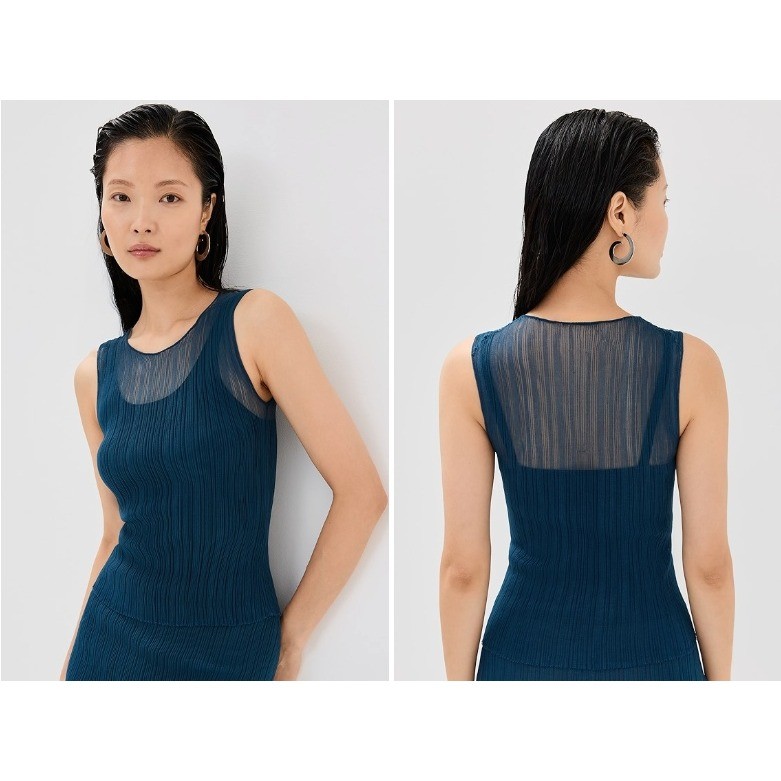 SIMKHAI Oakly Tank Top Womens S Teal Designer Party Event Semi Sheer BohoNWOT