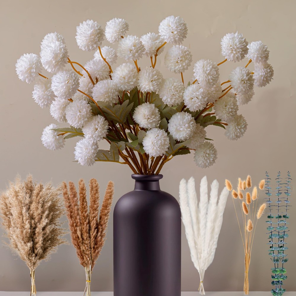 Luxury Faux Flower Bouquet with Realistic Dried Pampas Grass Decor