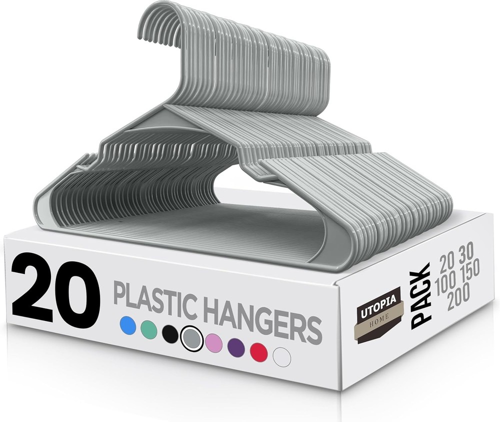 Utopia Home 20 Pack Gray Plastic Space Saving Hangers