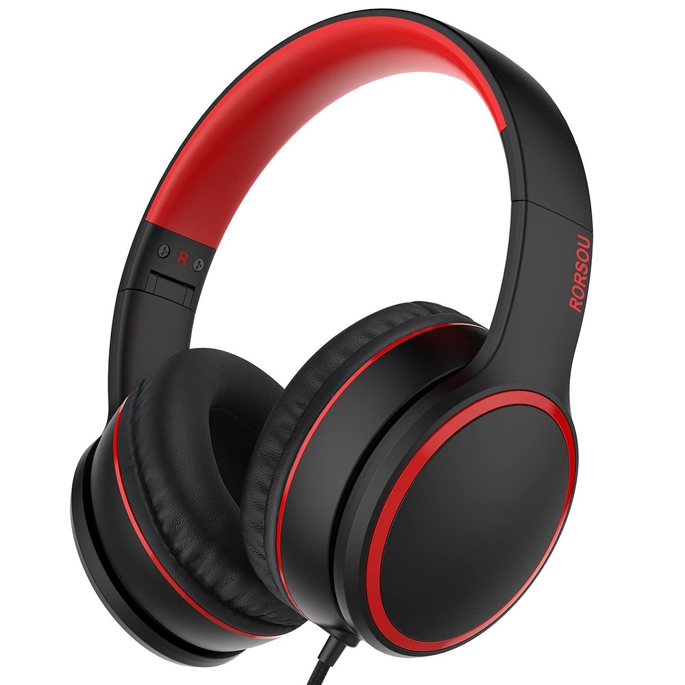 RORSOU R10 On-Ear Headphones with Microphone, Lightweight Folding Stereo Bass He