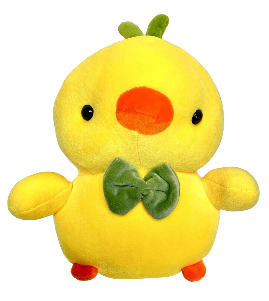 Easter Chicken Plush Animal Yellow Chick Green Bow Soft 10