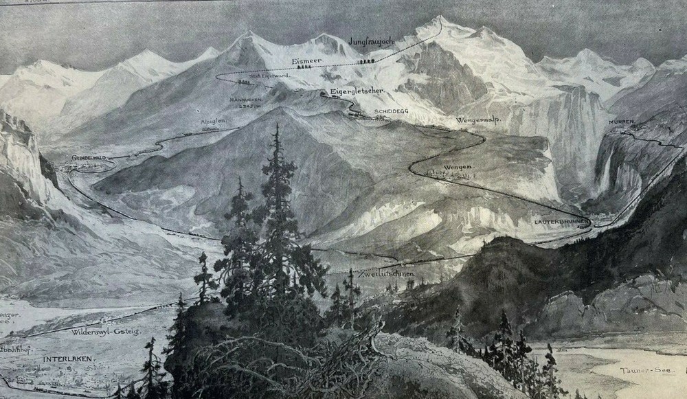 1906 Switzerland To The Jungfrau Peak By Trolley Kleine Scheidegg Station