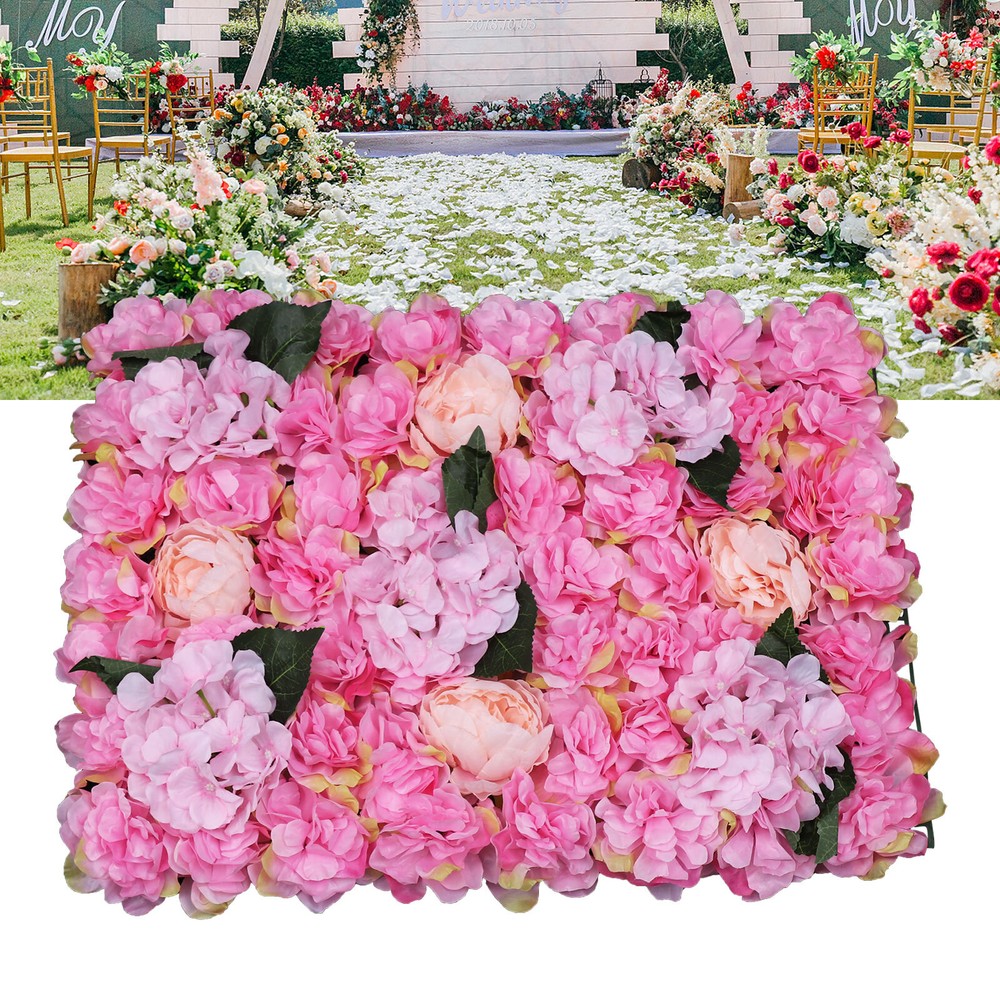 6PCS DIY Rose Artificial Flower Wall Panel Wedding Party Wall Backdrop Decor